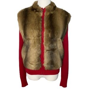 Reversible Faux Fur Sweater Jacket Size Small
